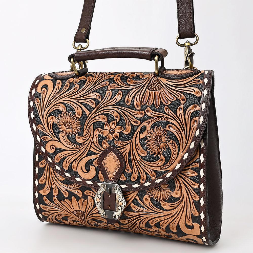 American Darling Hand-Tooled Genuine Leather Briefcase