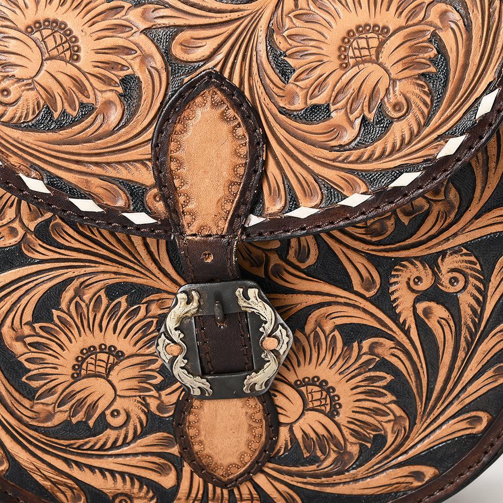 American Darling Hand-Tooled Genuine Leather Small Crossbody Bag