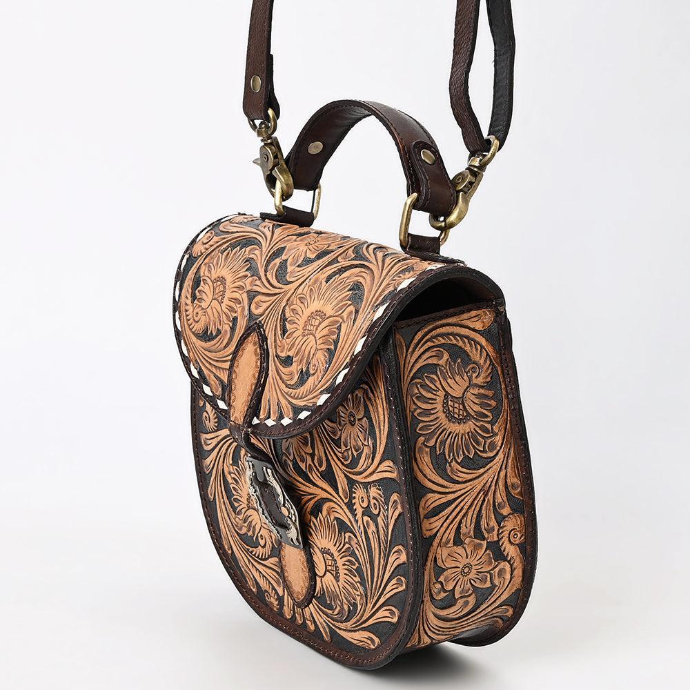 American Darling Hand-Tooled Genuine Leather Small Crossbody Bag