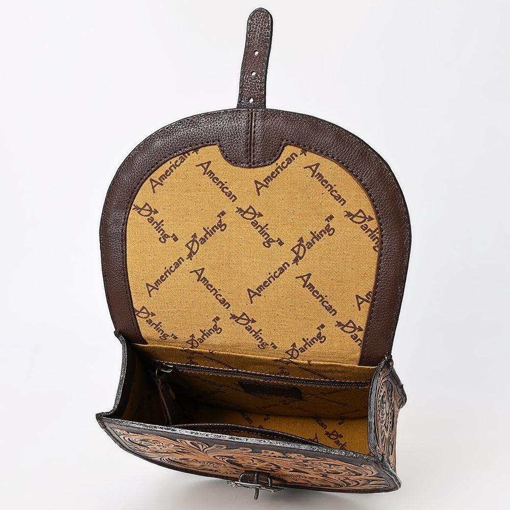 American Darling Hand-Tooled Genuine Leather Small Crossbody Bag