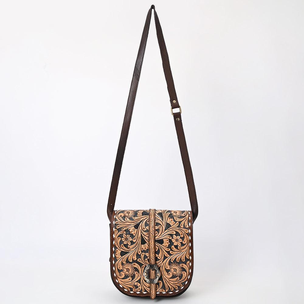 American Darling Hand-Tooled Genuine Leather Small Crossbody Bag