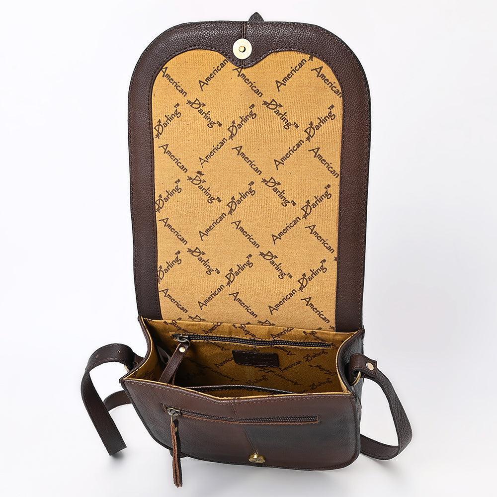American Darling Hand-Tooled Genuine Leather Small Crossbody Bag