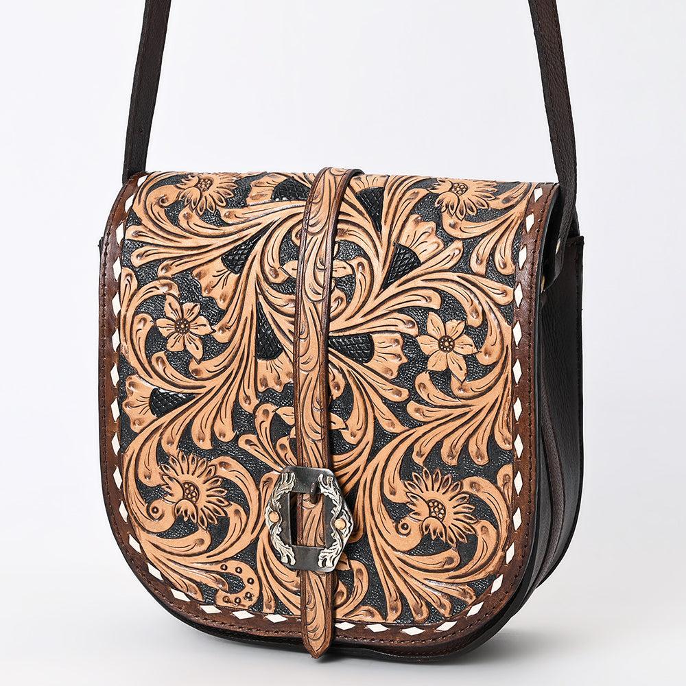 American Darling Hand-Tooled Genuine Leather Small Crossbody Bag