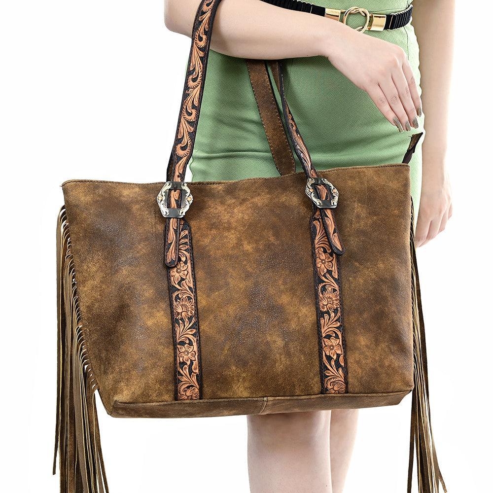 American Darling Hand-Tooled Genuine Leather Tote