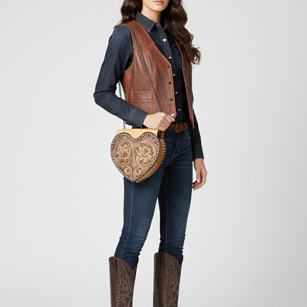 American Darling Cross Body Hand Tooled Genuine Leather Women Bag Western Handbag Purse