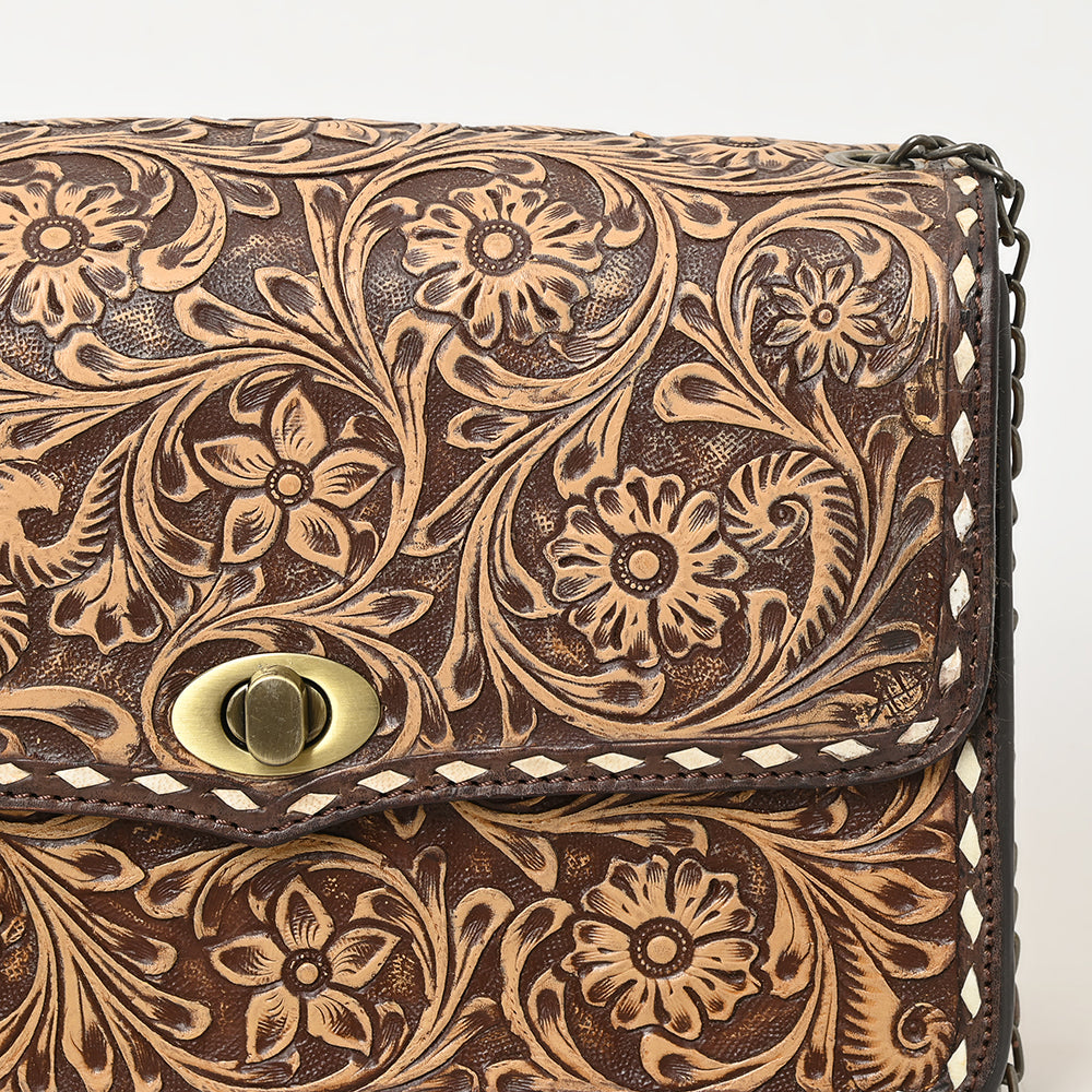 American Darling Hand-Tooled Genuine Leather Small Crossbody Bag