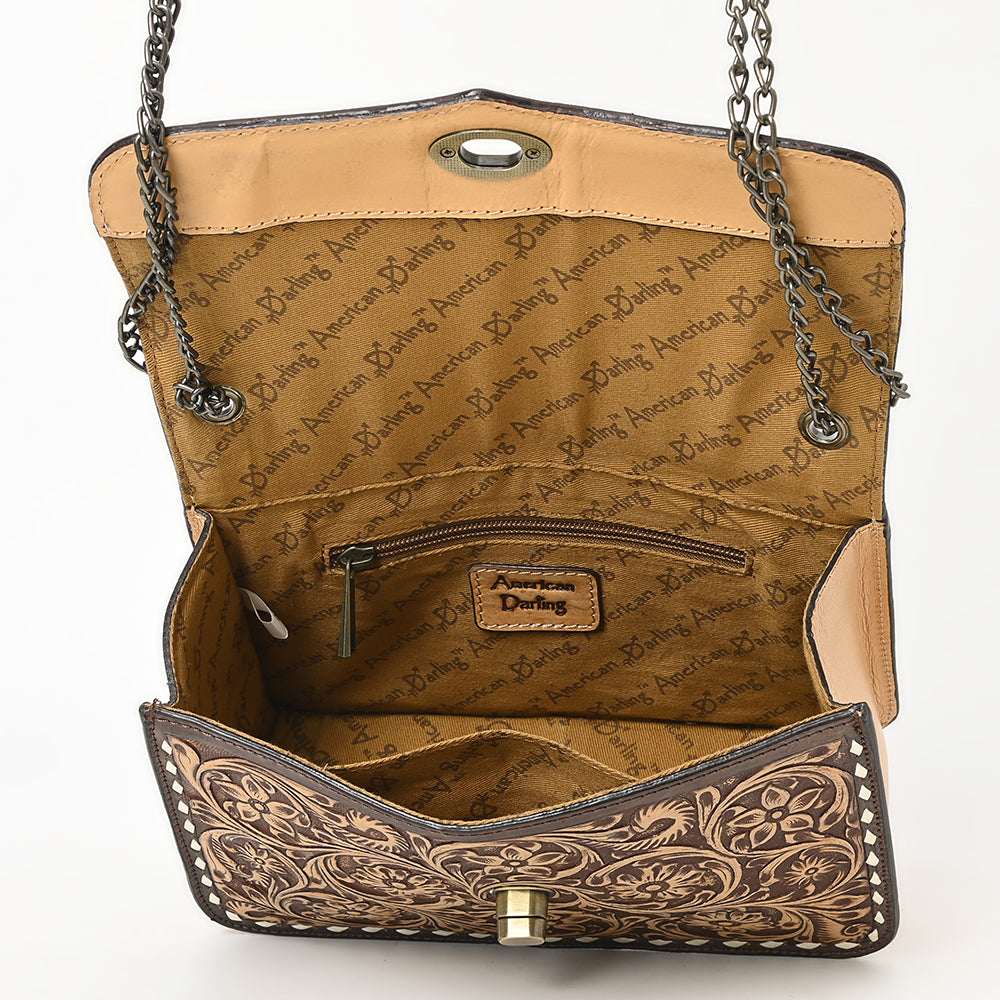 American Darling Hand-Tooled Genuine Leather Small Crossbody Bag