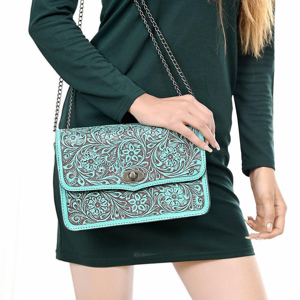 American Darling Crossbody Hand Tooled Genuine Leather