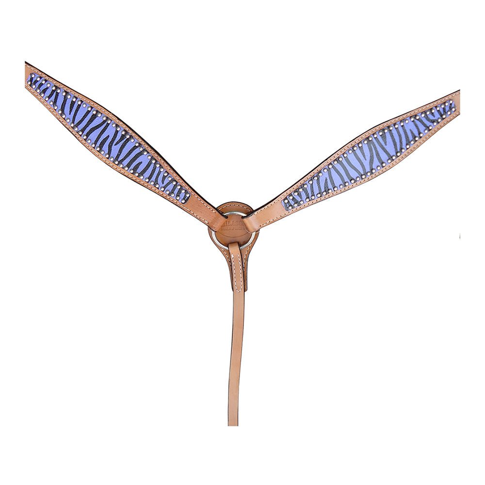HILASON W. H. Leather Headstall & Breast Collar Tk. Set Blue Zebra –