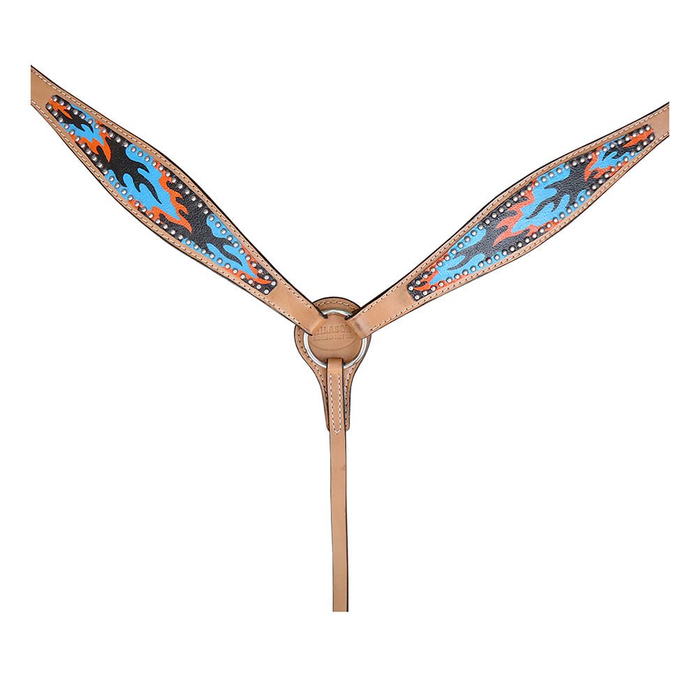 HILASON W. H. Leather Headstall & Breast Collar Set Turquoise Flame –