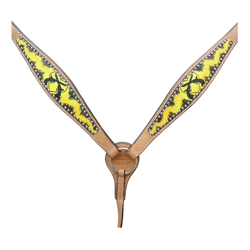HILASON W. H. Leather Headstall & Breast Collar Set Cross Gun –