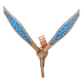 HILASON Western Horse Leather Headstall & Breast Collar Set Turquoise Cheetah
