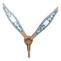 HILASON W. H. Leather Headstall & Breast Collar Set Turquoise Leopard