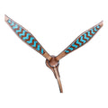 HILASON Western Horse Genuine Leather Headstall & Breast Collar Set Turquoise & Brown Zigzag