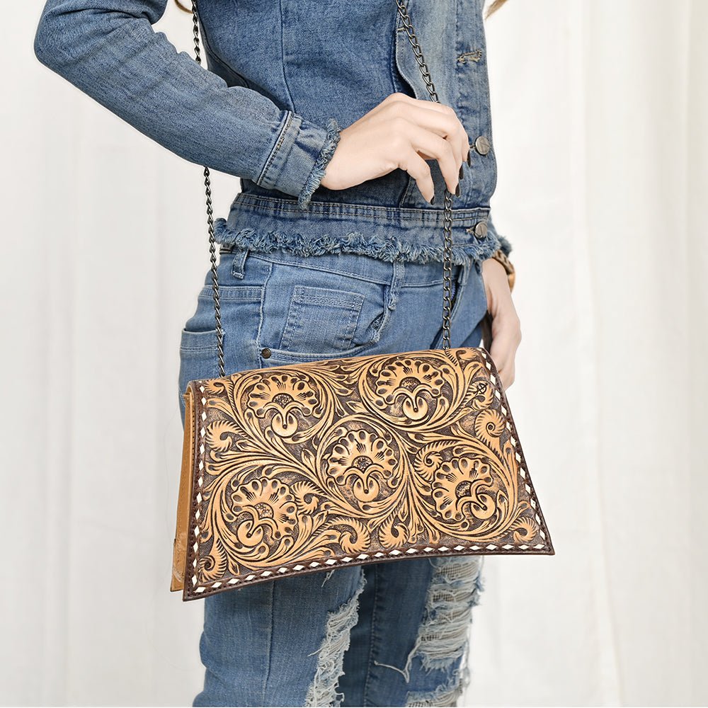 American Darling Hand-Tooled Genuine Leather Small Crossbody Bag