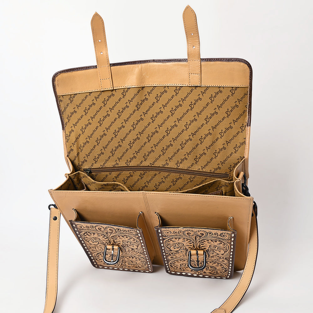 American Darling Hand-Tooled Genuine Leather Briefcase