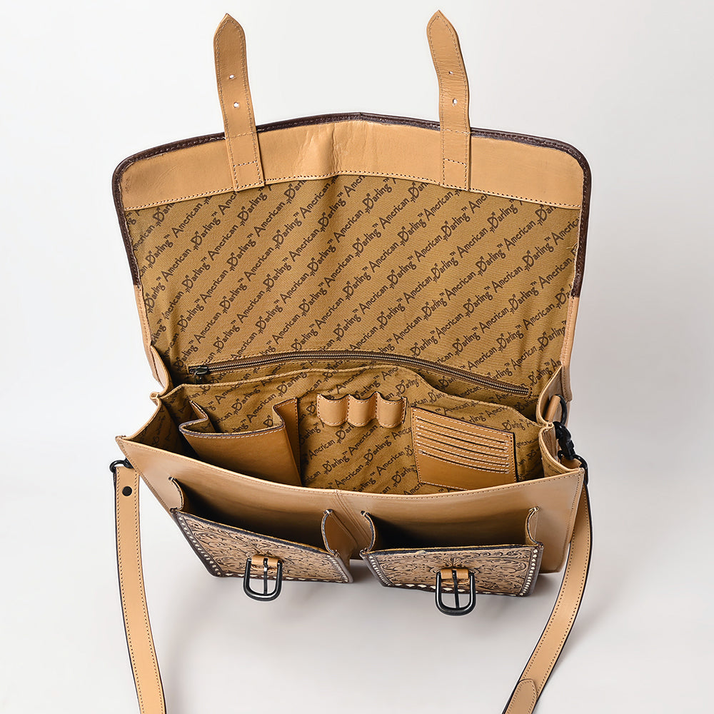 American Darling Hand-Tooled Genuine Leather Briefcase