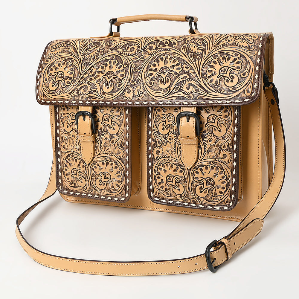 American Darling Hand-Tooled Genuine Leather Briefcase