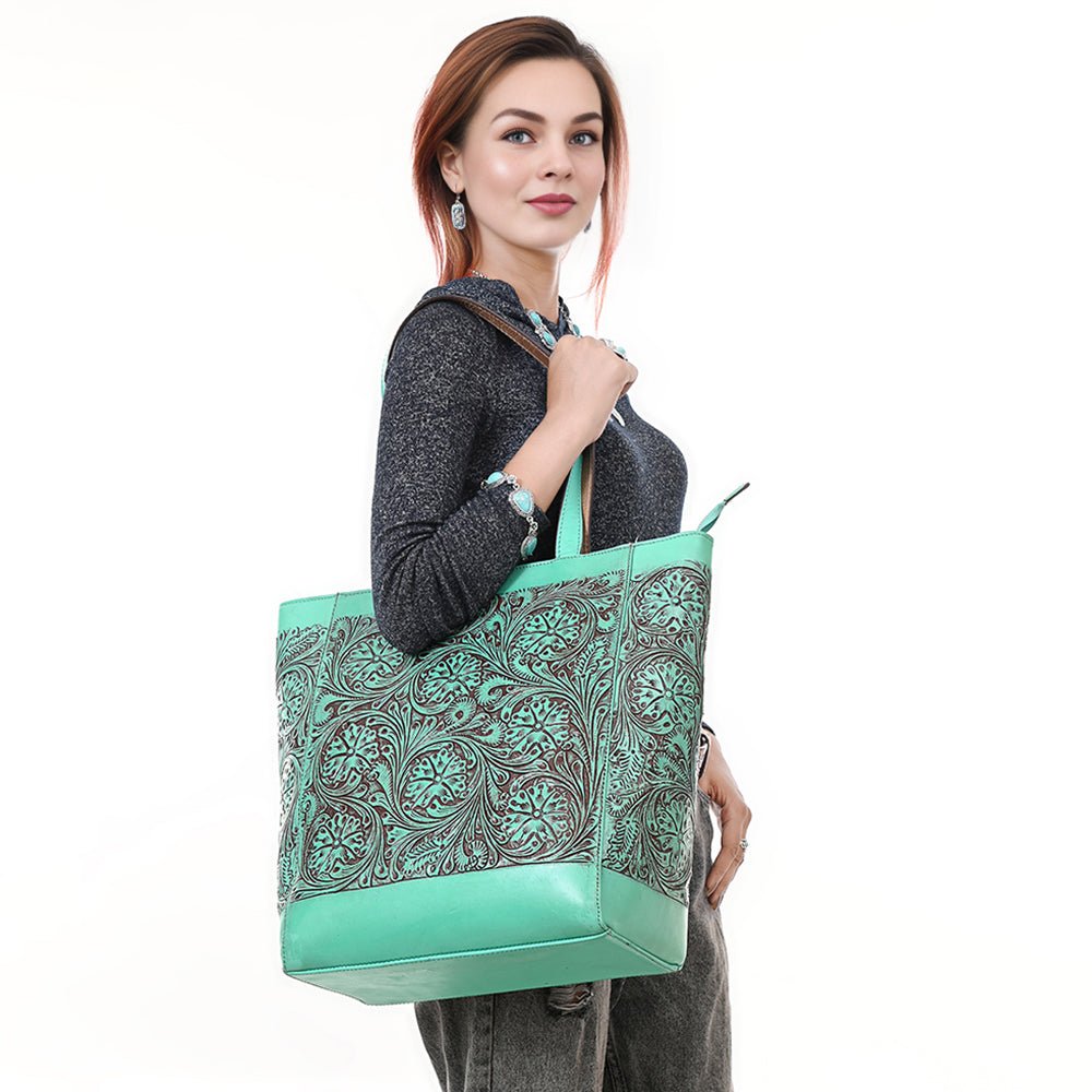 American Darling Tote Hand Tooled Genuine Leather