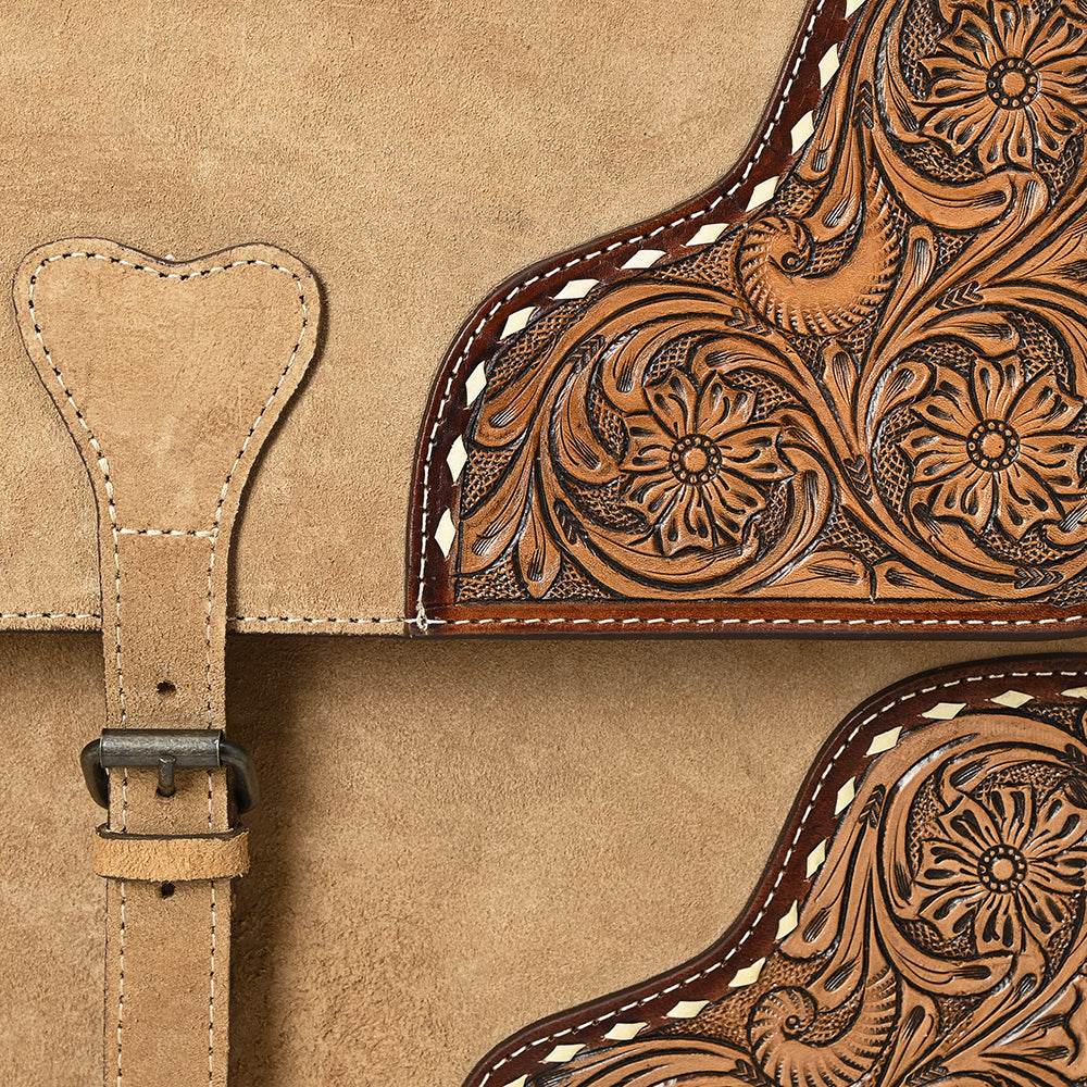 American Darling Hand-Tooled Genuine Leather Briefcase