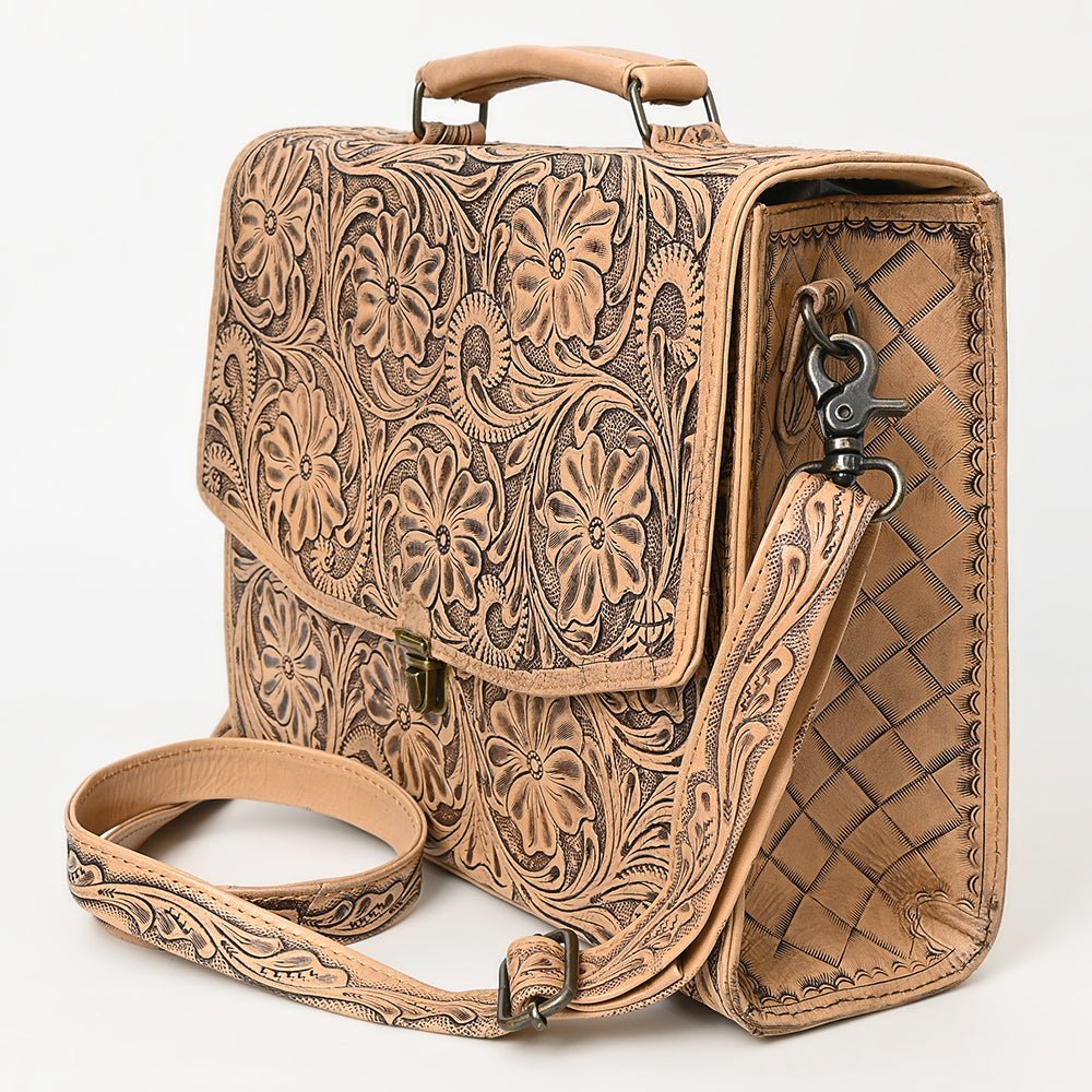 American Darling Briefcase Hand Tooled Genuine Leather