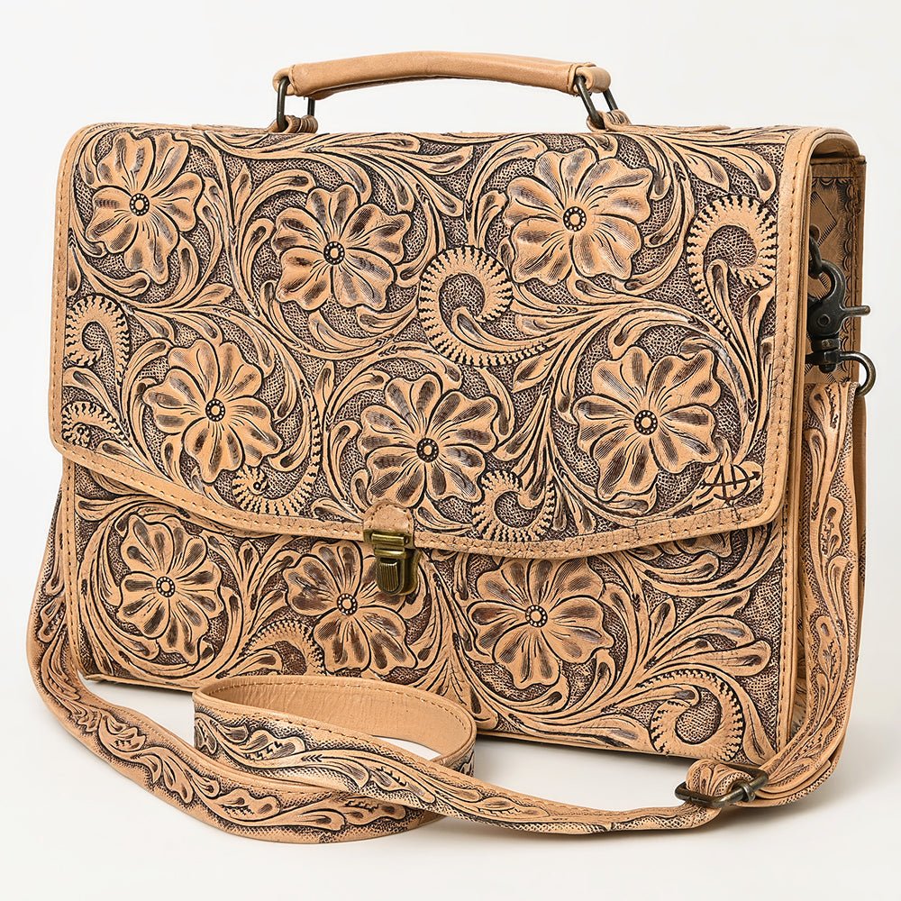 American Darling Briefcase Hand Tooled Genuine Leather