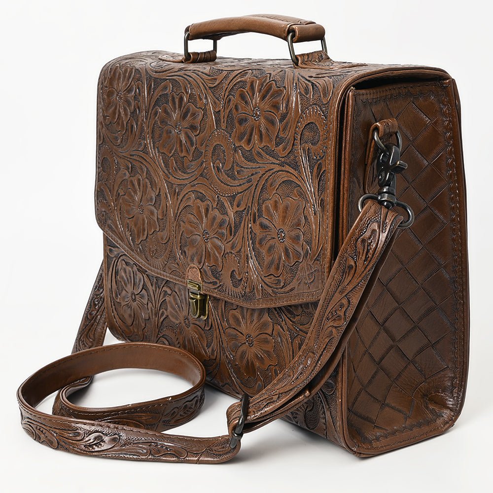 American Darling Briefcase Hand Tooled Genuine Leather