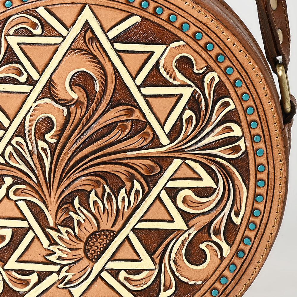 American Darling Hand-Tooled Genuine Leather Canteen Bag