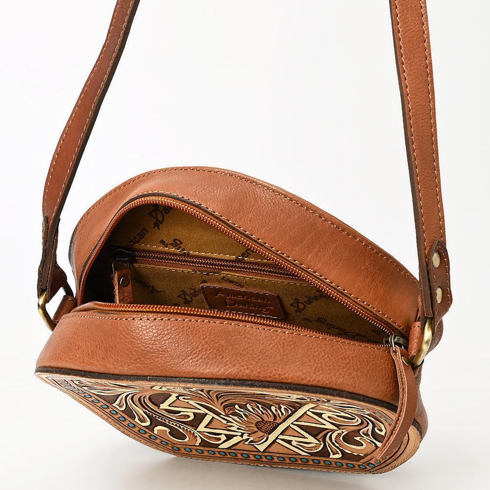 American Darling Hand-Tooled Genuine Leather Canteen Bag