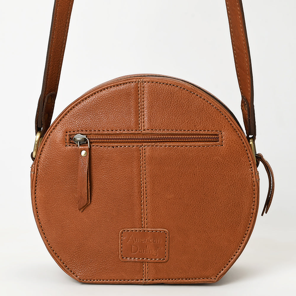 American Darling Western Leather Canteen Bag - Eco-Friendly Vegetable Tanned Full Grain Leather Hand Tooled Floral Carved Purse