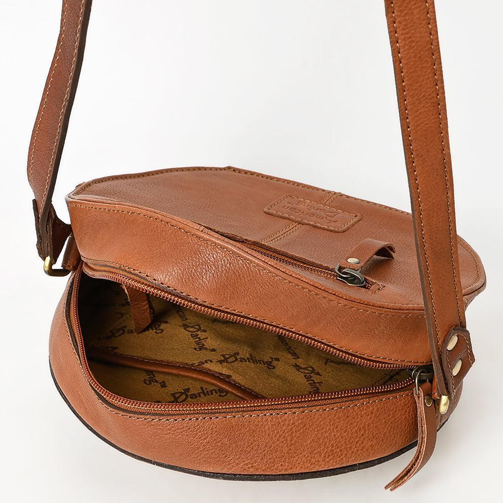 American Darling Hand-Tooled Genuine Leather Canteen Bag