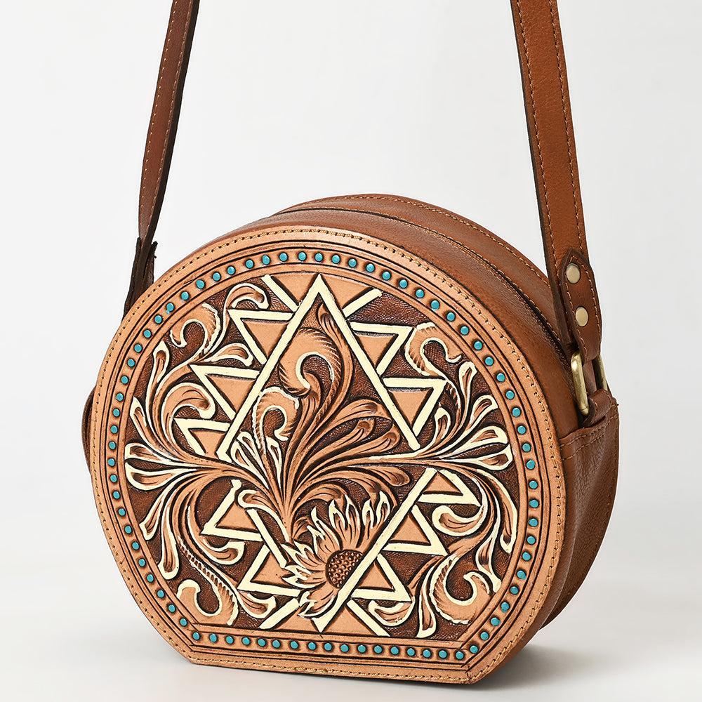 American Darling Hand-Tooled Genuine Leather Canteen Bag