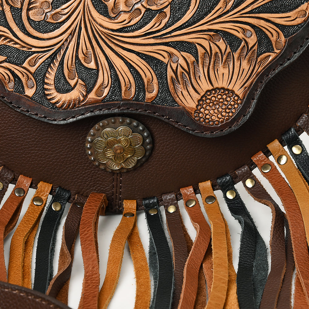 American Darling Hand-Tooled Genuine Leather Small Crossbody Bag