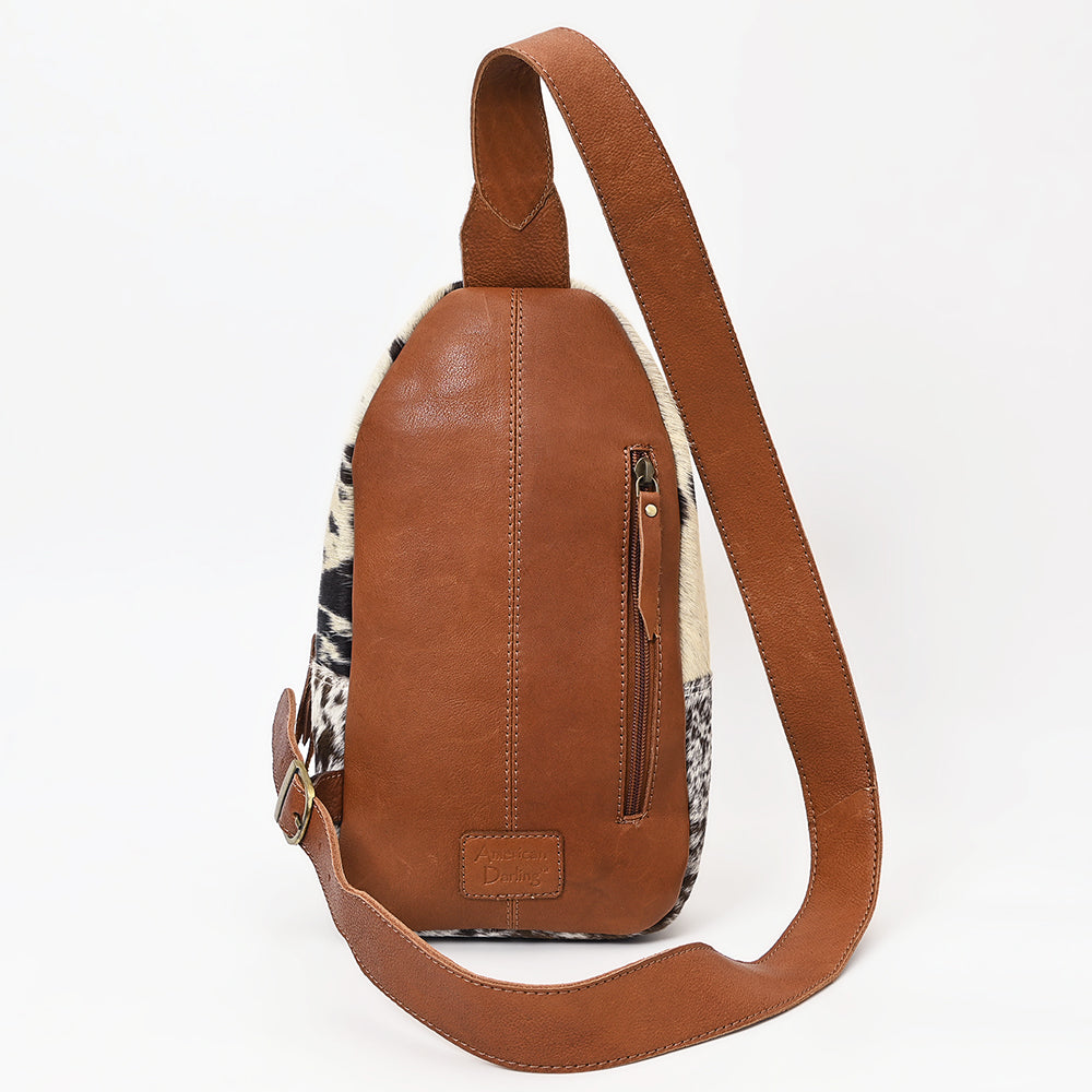 American Darling Hand-Tooled Hair-On Genuine Leather Sling Bag