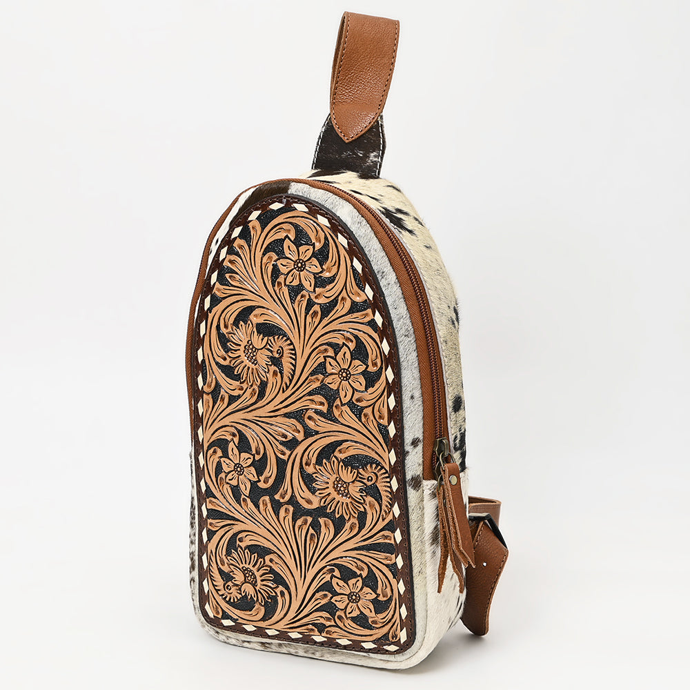 American Darling Hand-Tooled Hair-On Genuine Leather Sling Bag