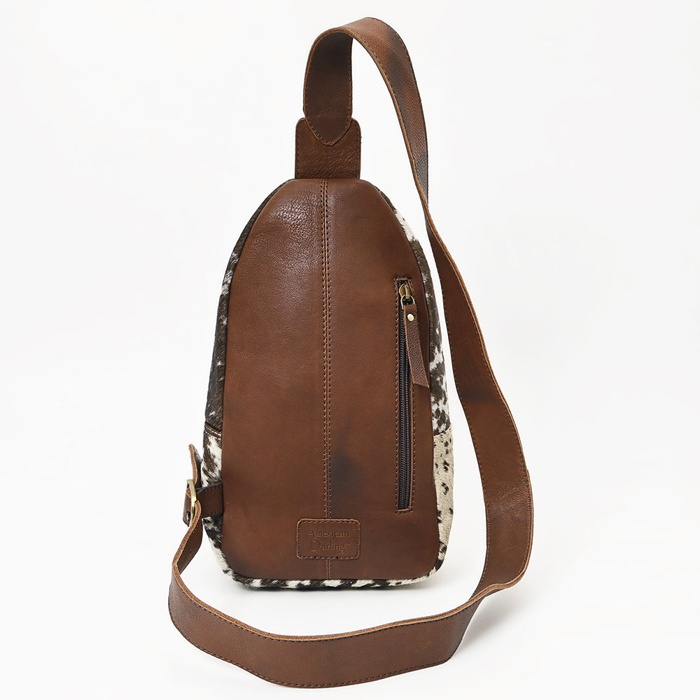 American Darling Hand-Tooled Hair-On Genuine Leather Sling Bag