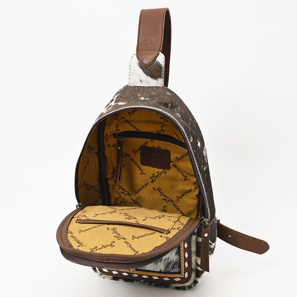 American Darling Hand-Tooled Hair-On Genuine Leather Sling Bag