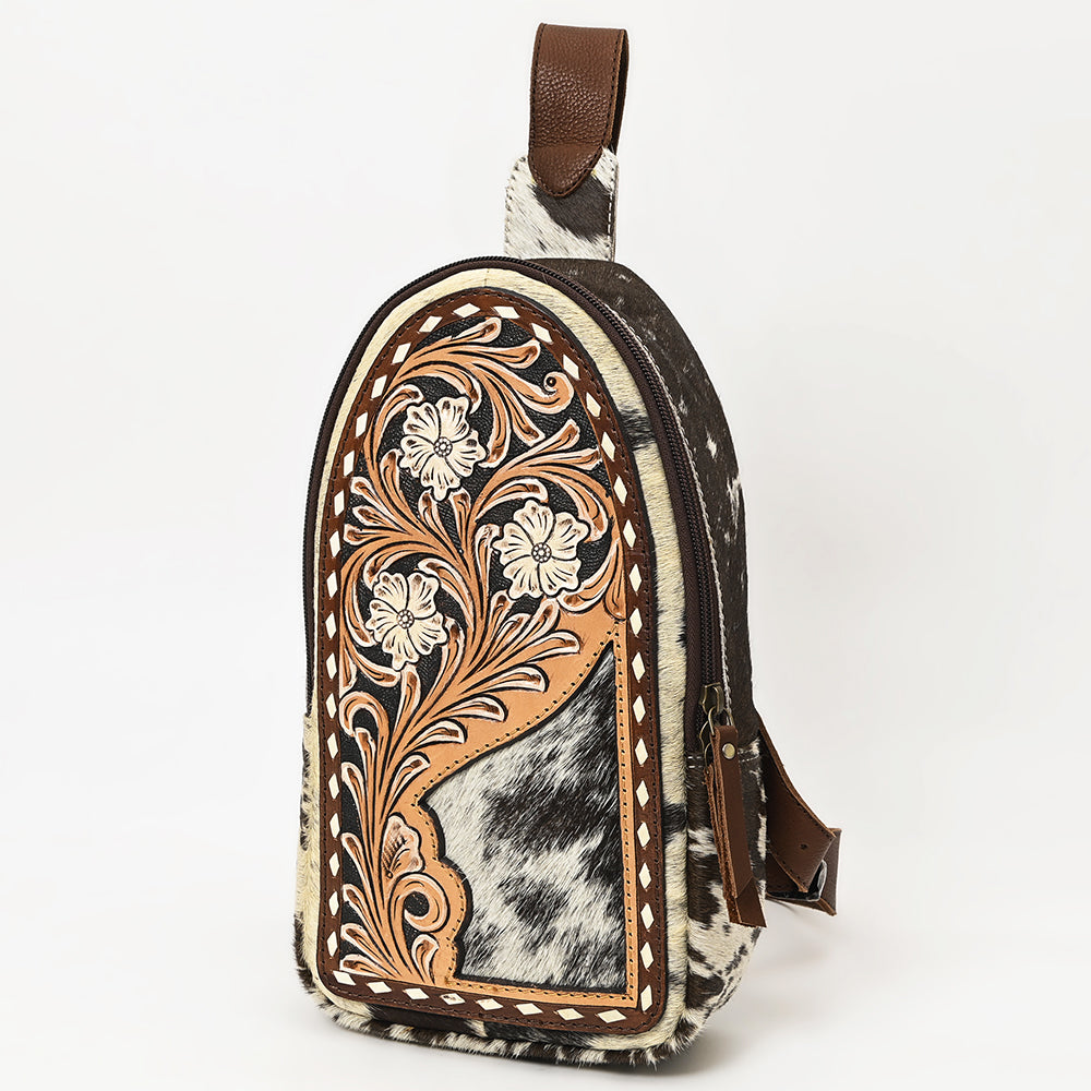 American Darling Hand-Tooled Hair-On Genuine Leather Sling Bag