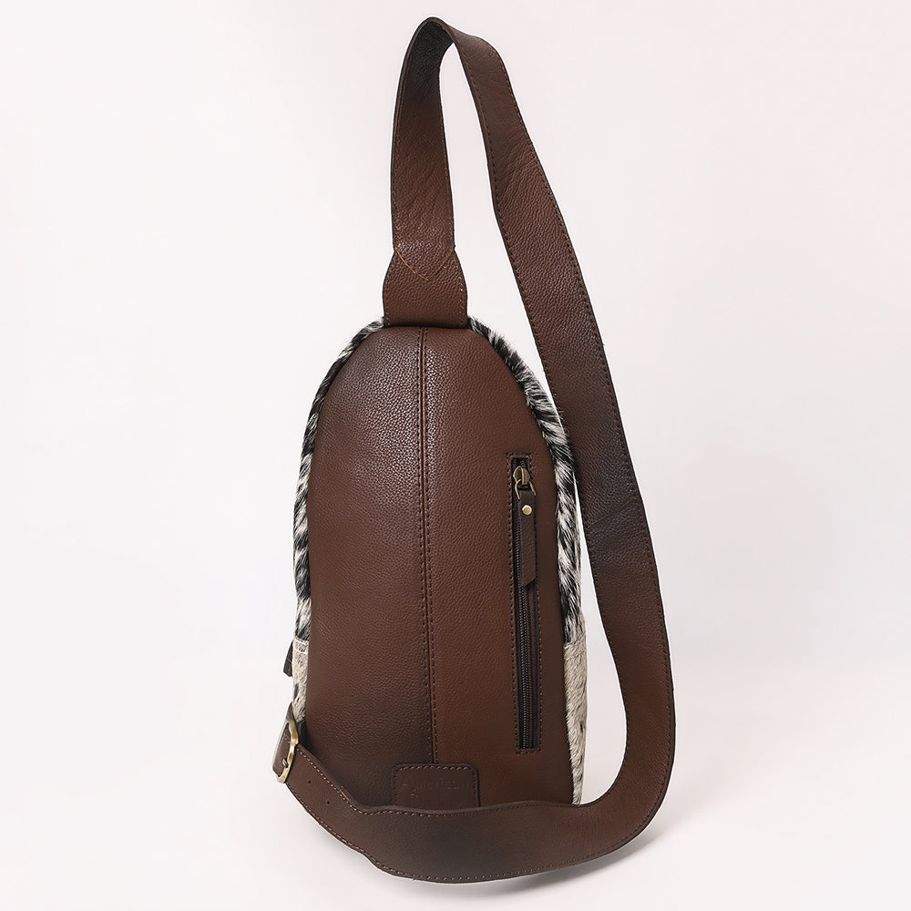 American Darling Hand-Tooled Hair-On Genuine Leather Sling Bag