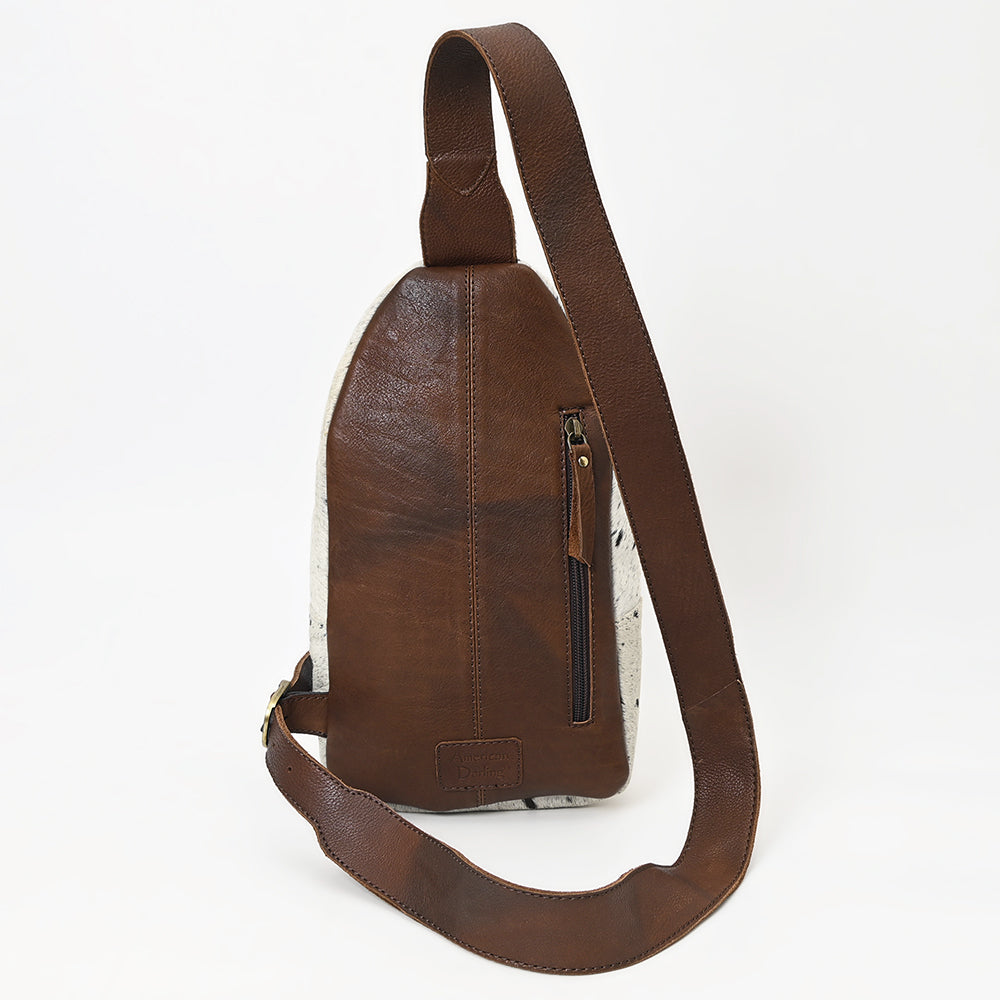 American Darling Hand-Tooled Hair-On Genuine Leather Sling Bag
