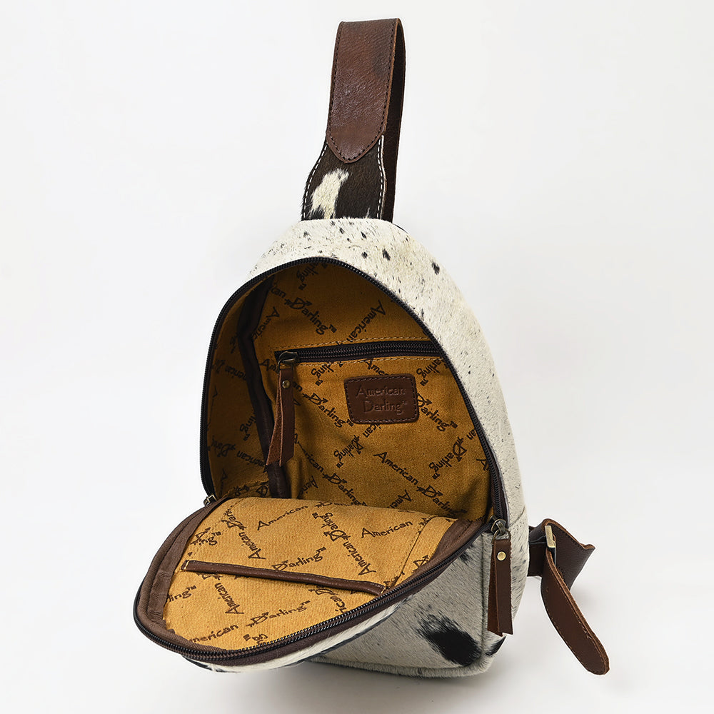 American Darling Hand-Tooled Hair-On Genuine Leather Sling Bag