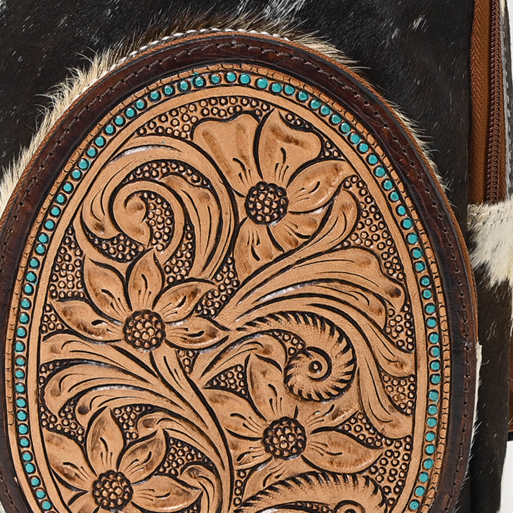 American Darling Hand-Tooled Hair-On Genuine Leather Sling Bag