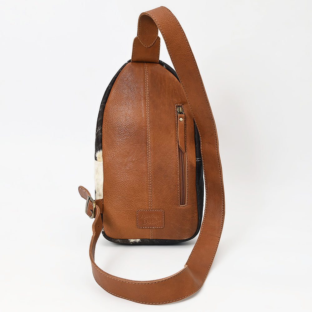 American Darling Hand-Tooled Hair-On Genuine Leather Sling Bag