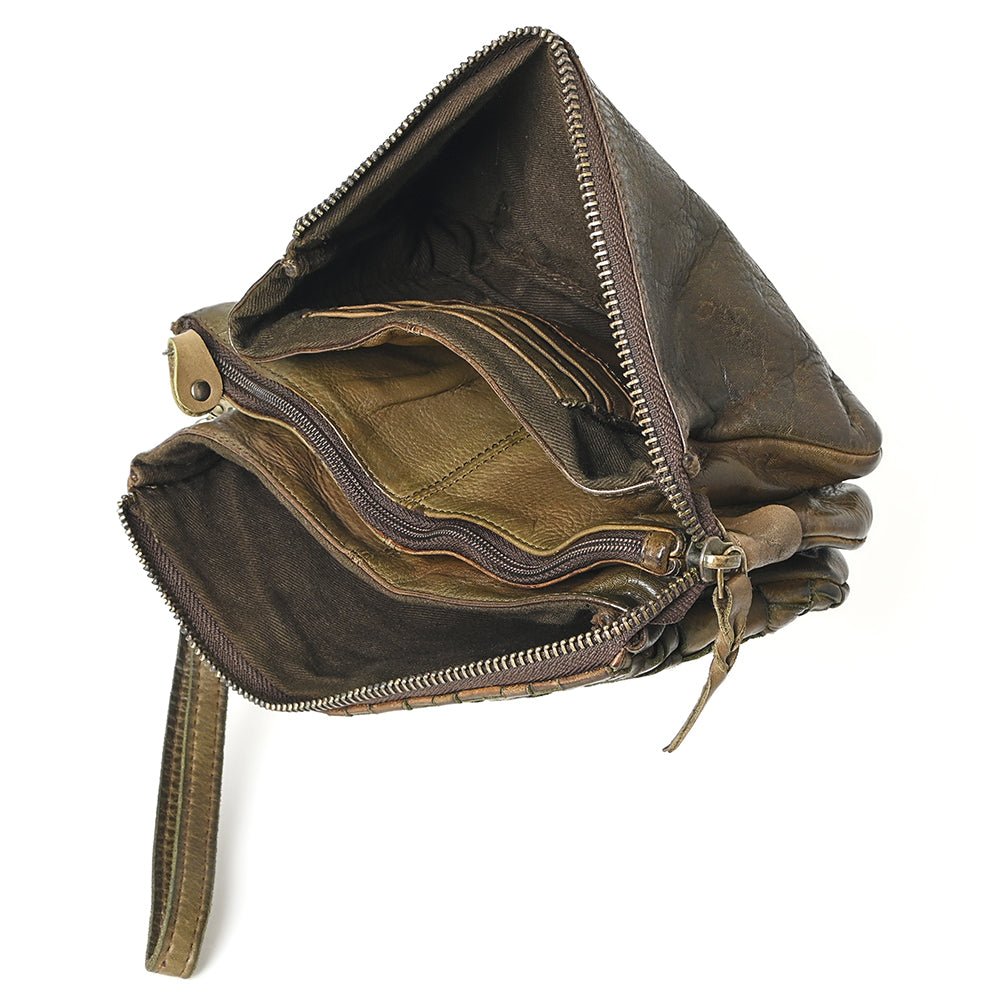 Never Mind Clutch Vintage Handmade Genuine Cowhide Leather
