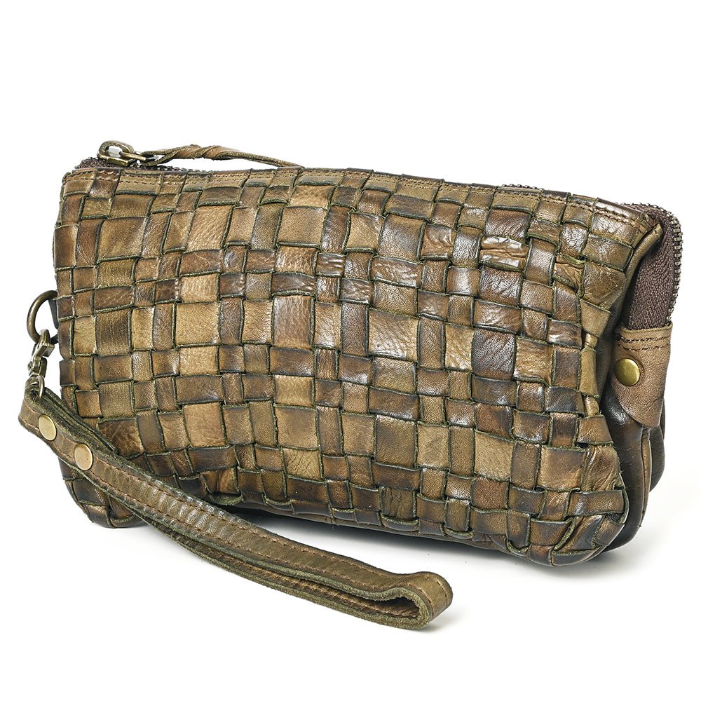 Never Mind Clutch Vintage Handmade Genuine Cowhide Leather