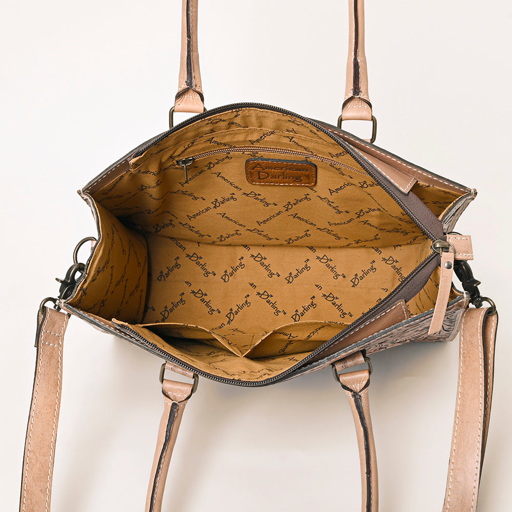 American Darling Tote Hand Tooled Genuine Leather