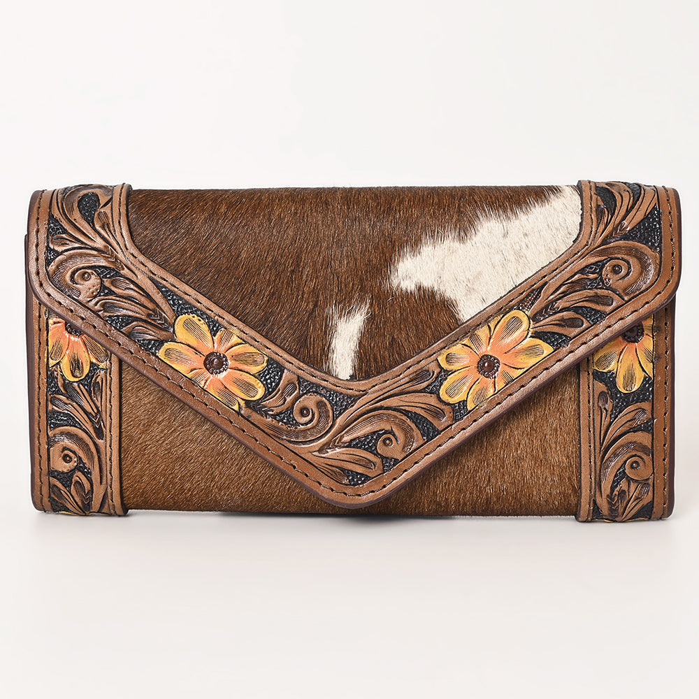 Ohlay Wallet Hand Tooled Hair-on Genuine Leather