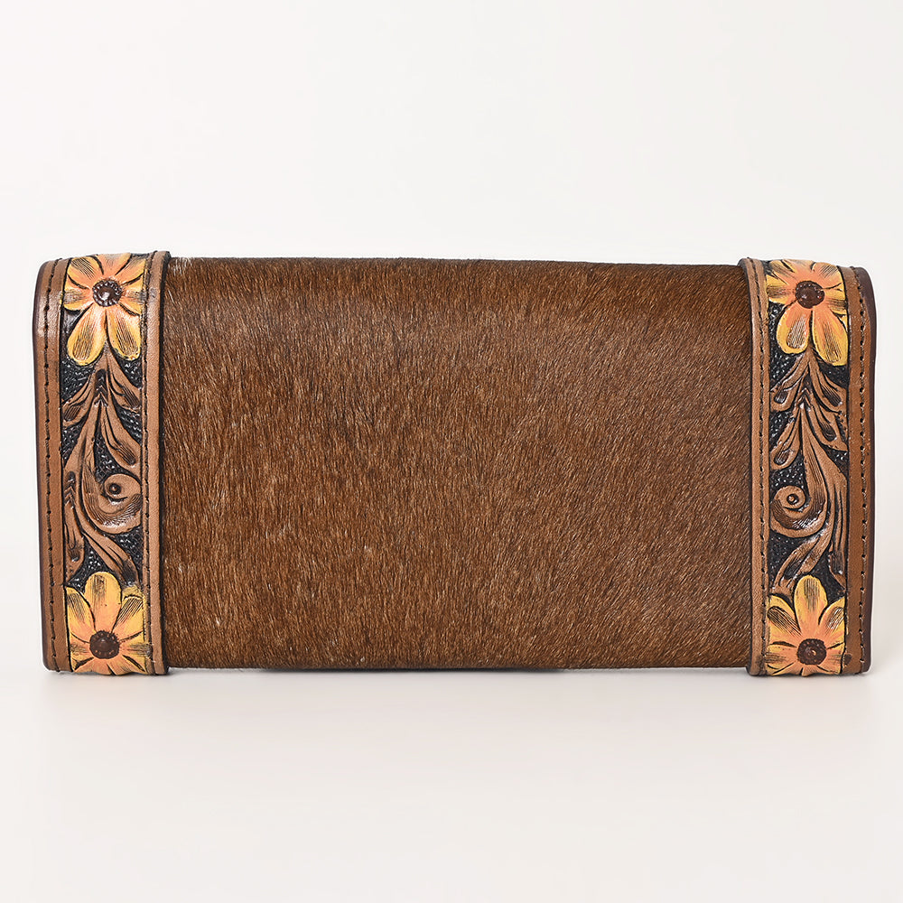 Ohlay Wallet Hand Tooled Hair-on Genuine Leather