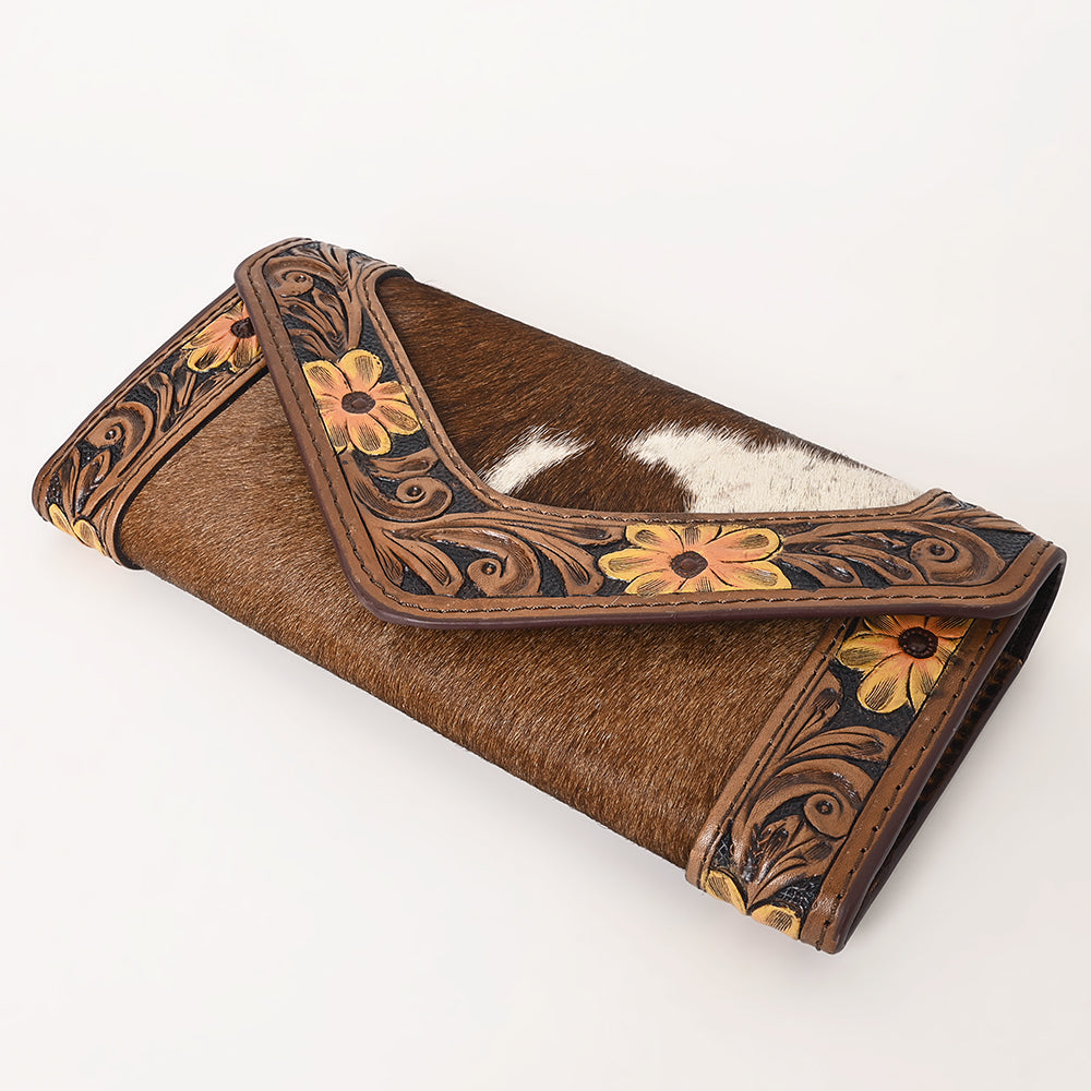 Ohlay Wallet Hand Tooled Hair-on Genuine Leather