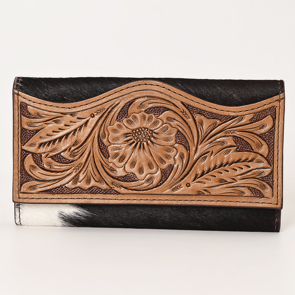 OHLAY Wallet Hand Tooled Hair-On Genuine Leather Women Bag Western Handbag Purse | Womens Handbags |Leather Belt for Summer
